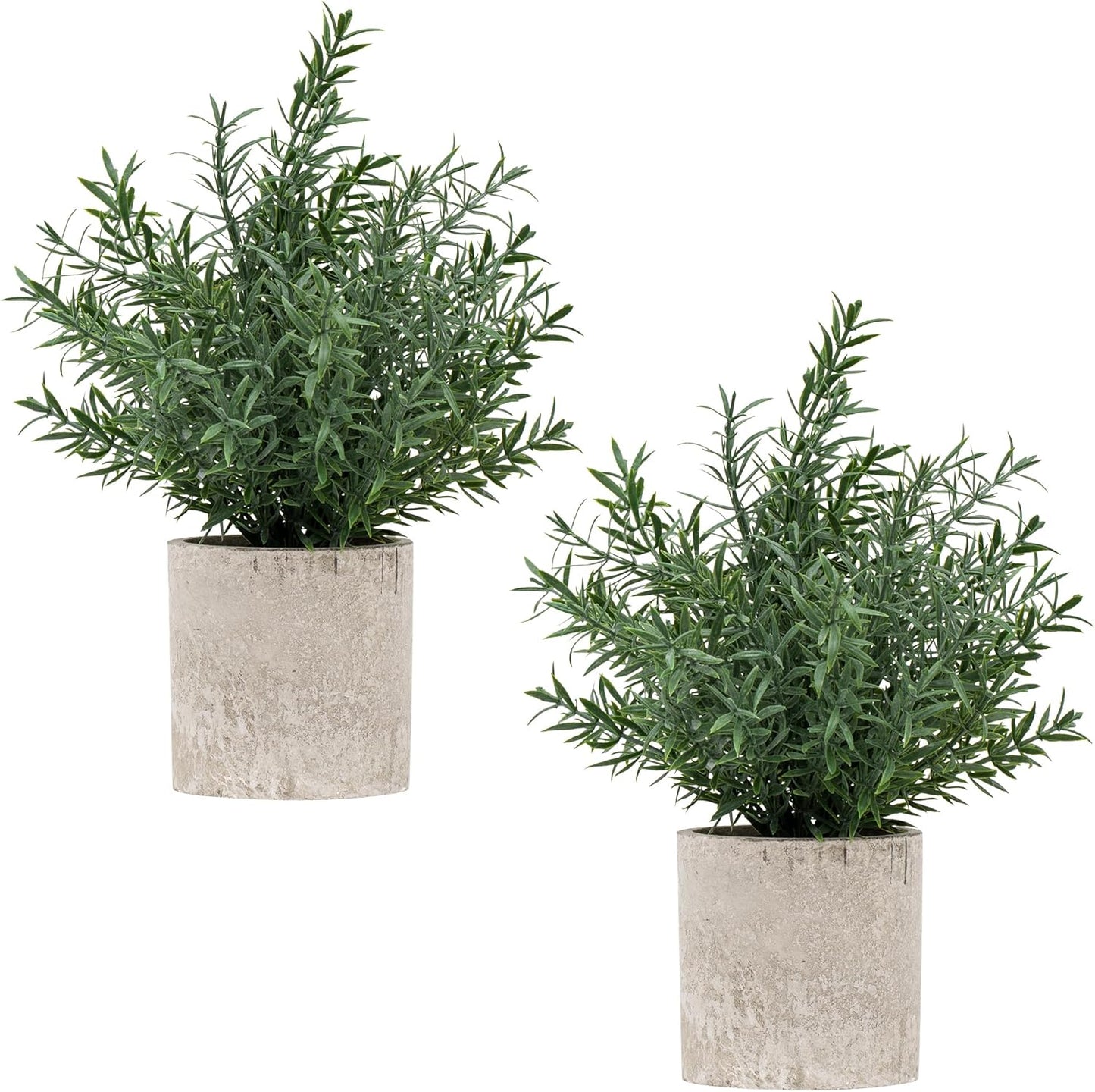 2 Pack Small Fake Plants Rosemary Potted Artificial Plants for Shelf Desk Home Kitchen Bathroom Farmhouse Room Coffee Table Decor (Green)