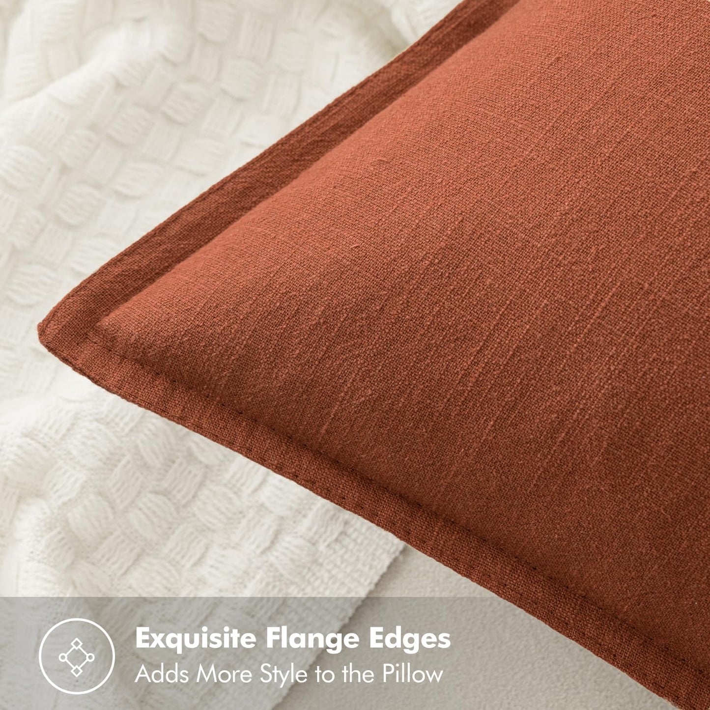 MIULEE Fall Decorative Linen Pillow Covers 16x16 Inch Rust Boho Farmhouse Neutral Couch Throw Pillows for Bed Pack of 2 Accent Modern Pillowcase Summer Sofa Livingroom Home Decor