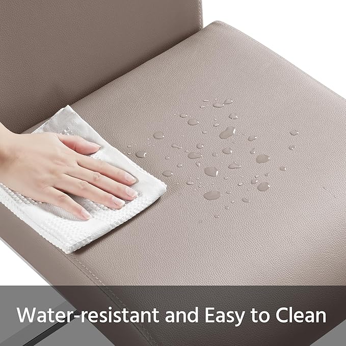 Yaheetech Dining Chairs Set of 2 Modern Faux Leather Upholstered Dining Room Chairs with High Back and Metal Chrome Legs for Kitchen/Living Room/Restaurant, Light Brown