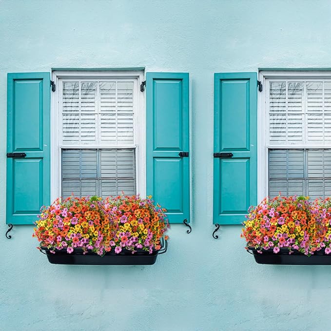 Artificial Flowers Faux Plants Outdoor Fake Flowers Spring Decor,12 Bundles Realistic Plastic Plant Colorful Daisy UV Resistant for Porch Patio Home Yard Garden Window Box Pot Planters