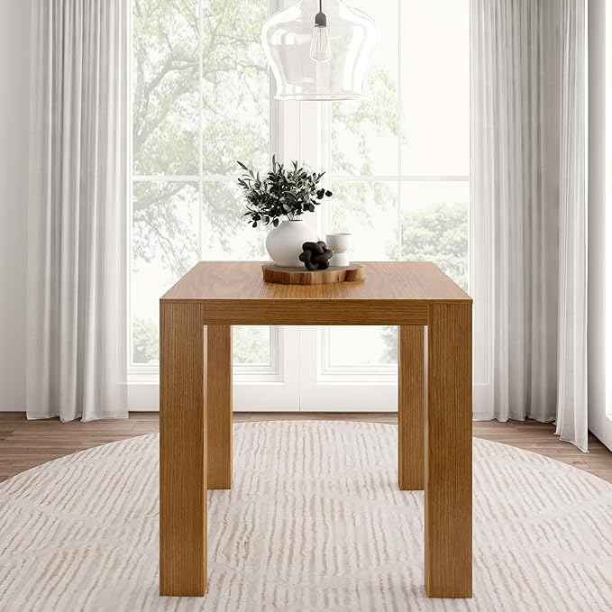 Plank+Beam Modern Counter Height Table, 41", Dinner Preparation Tables for Small Space, Solid Wood Square Kitchen Table, Pecan Wirebrush
