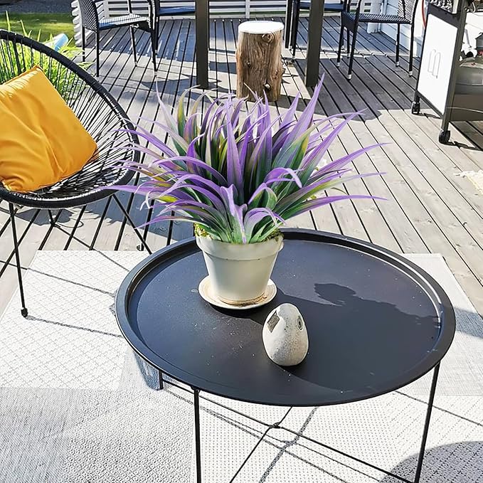 24Pcs Artificial Grass Plant Fake Outdoor Plastic Plants UV Resistant Faux Grasses Greenery Shrubs for Window Box Garden Patio Porch Home Decor Light Purple