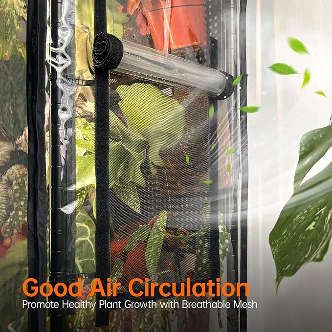 Bstrip Indoor Greenhouse with Grow Light & 4 Pegboard, Mini Green House with Adjustable Rack and Wheels, 4 x 24W Full Spectrum Grow Light Strip for Foliage Plants, Seedling, 35.4"x13.8"x71"