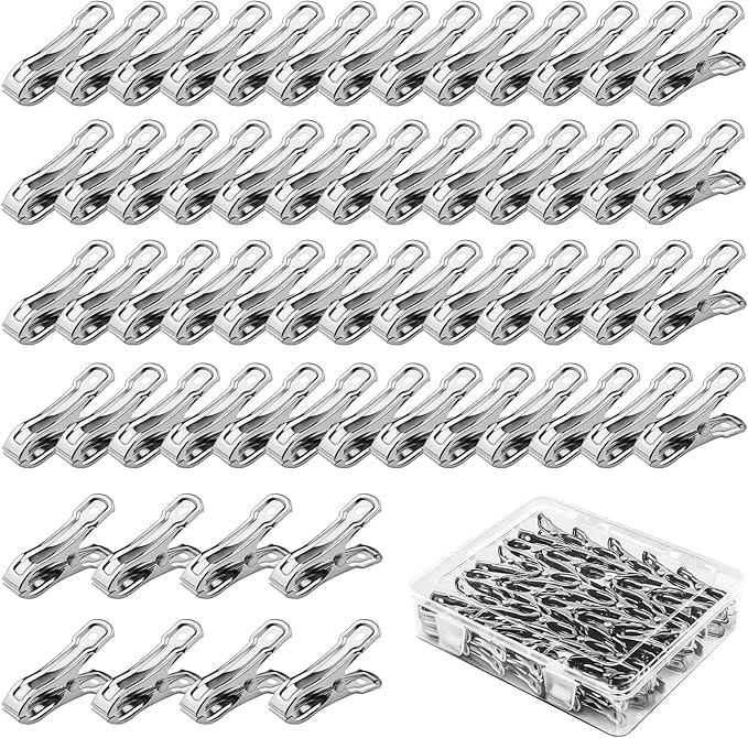 Aodaer 60 Pieces Stainless Steel Garden Clip with Strong Grip Heavy Duty Greenhouse Clips Anti-wind Garden Shed Film Shading Net Rod Clamps for Shade Cloth Plant Cover on Garden Hoops