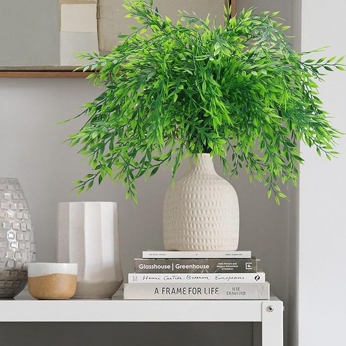 summer flower 8pack Fake Plants Weeping Willow Set Artificial Greenery Sterms Hanging Ivy Vine Plant Faux Garland Leaves UV Resistant for Outdoor Porch Party Garden Indoor Home Office Decoration