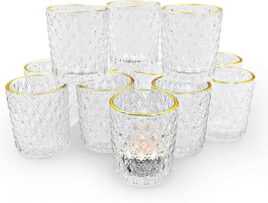 SHMILMH Clear Tealight Candle Holders Set of 24, Glass Votive Candle Holders with Rim for Wedding Table Centerpiece Birthday Party Christmas Decor