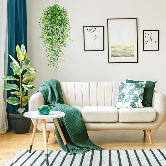 Fake Hanging Plants, 3pcs Faux Hanging Plants, Artificial Plants Ferns Ivy Vine for Wall House Indoor Outdoor Room Home Decor