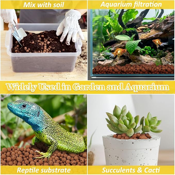 10 LBS Natural Leca Clay Pebbles for Plants- 4-16mm Expanded Clay Leca Balls for Indoor Plants, Hydroton Clay Pebbles for Plants Hydroponic & Aquaponics Growing, Orchids, Drainage, Terrarium