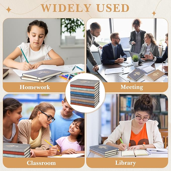 10 Pack Lined Journal Notebook A5 Leather Hardcover Journals for Writing 200 Pages 10 Colors Notepad for Travel Work School Office Business Note Taking Diary 5.7" x 8.3" (Retro Color)