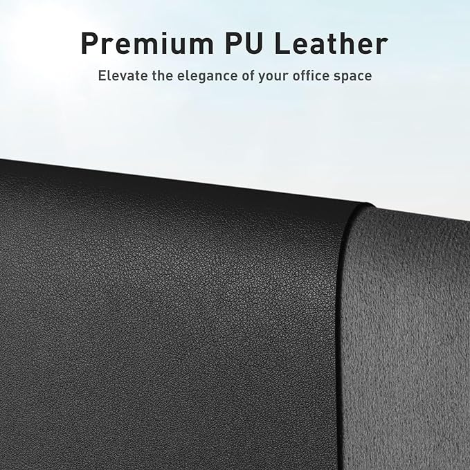 Aothia Non-Slip Waterproof PU Leather Desk Pad Protector for Mouse, Writing Desk, Office, Home, Laptop Blotter, 23.6" x 13.7", Black