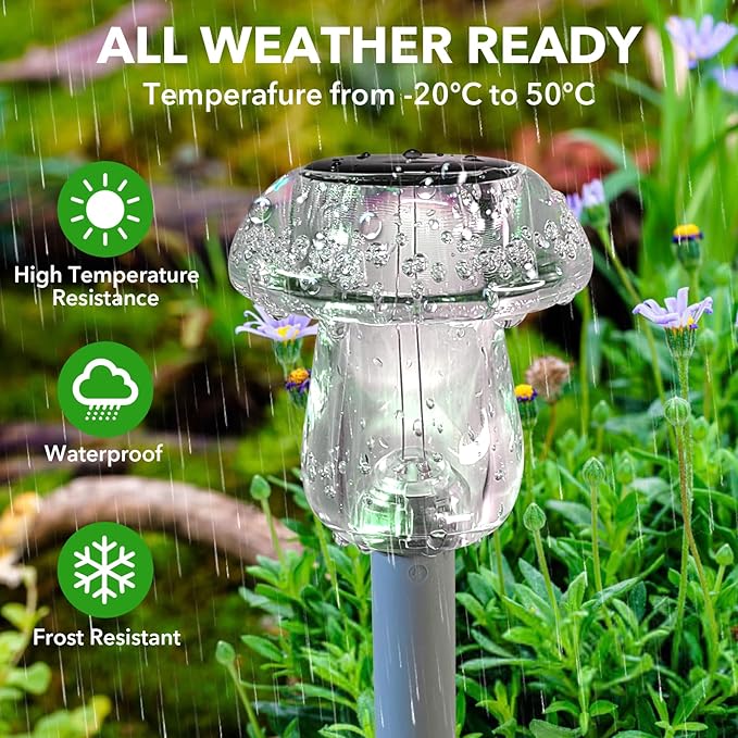Solar Lights Outdoor, 8 Pack Mushroom Lights Outside Waterproof, Solar Powered LED Lighting for Garden, Yard, Landscape, Path, Pathway, Lawn, Walkway, Driveway, Backyard Decor (Color Changing)