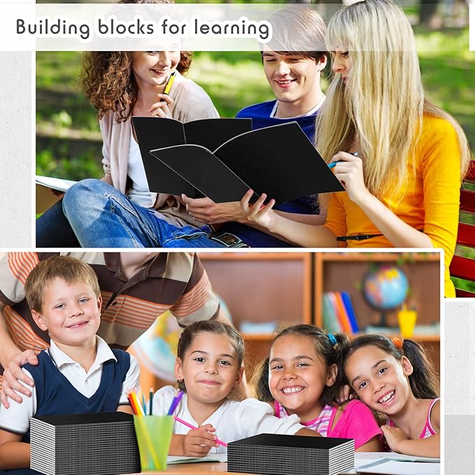 Handepo 100 Pack Composition Notebooks A5/A6 Ruled Lined Composition Kraft Notebooks Bulk Soft Cover Journals Travel Diary Memo for Students Classroom Office Supplies(A5,Black)