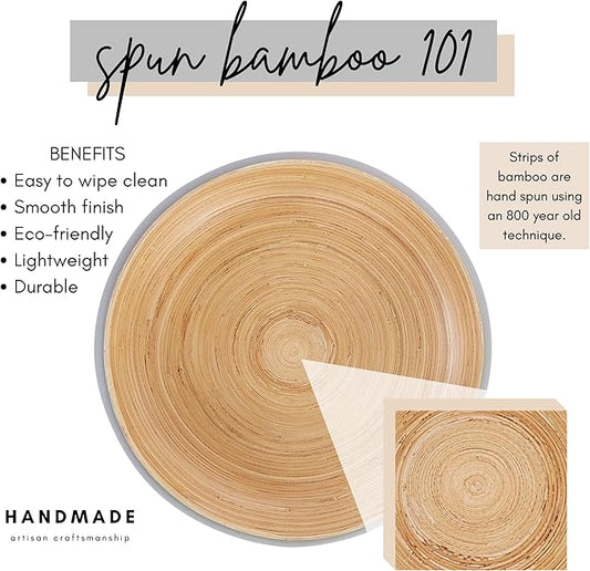 Fruit Bowl For Kitchen Counter, Decorative Bowl, Large Serving Bowl Or Fruit Basket For Kitchen Decor Spun Bamboo (Gray)