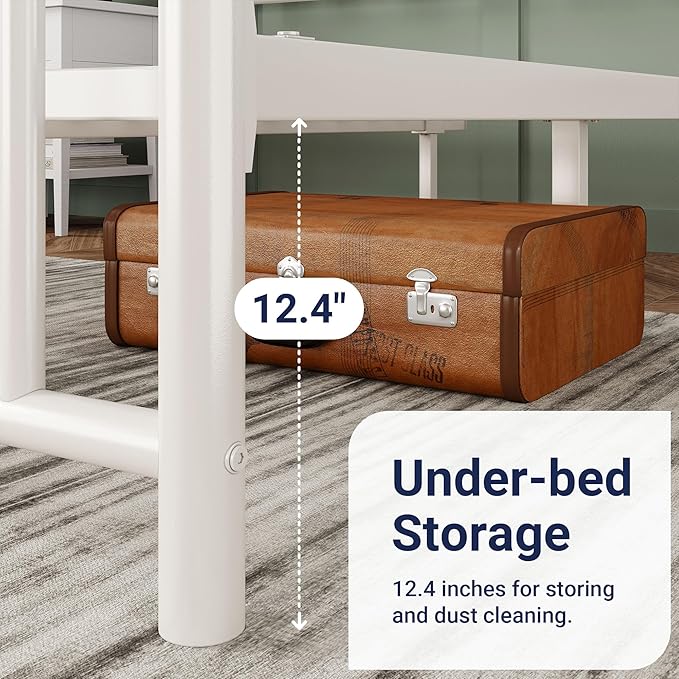 Allewie 14 Inch Full Size Metal Platform Bed Frame with Victorian Vintage Headboard and Footboard/Mattress Foundation/Under Bed Storage/No Box Spring Needed/Easy Assembly/Noise Free/White