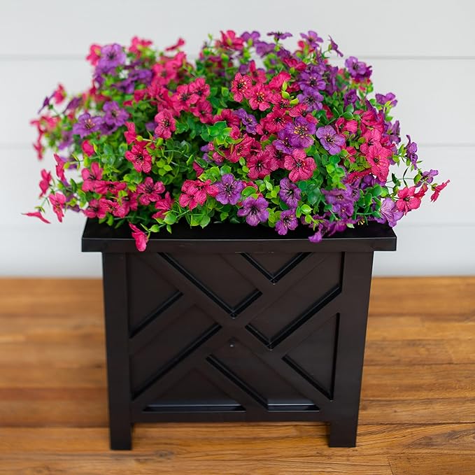 Ivydale Artificial Fake Flower Plants for Outdoor Outside Summer Decoration, 12 Bundles Silk Mixed Colorful Daisy UV Resistant Look Real for Planter Home Porch Patio Window Box