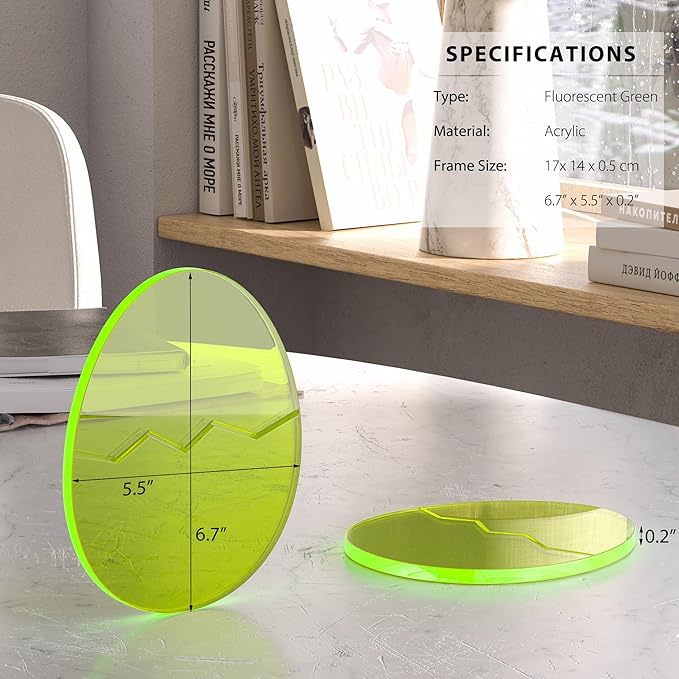 Acrylic Coaster Decorative Plates,Office Desk Accessories, Clear Dinosaur Egg Shape Coffee Cup Decor, Perfect for Tabletop Protection and Display.