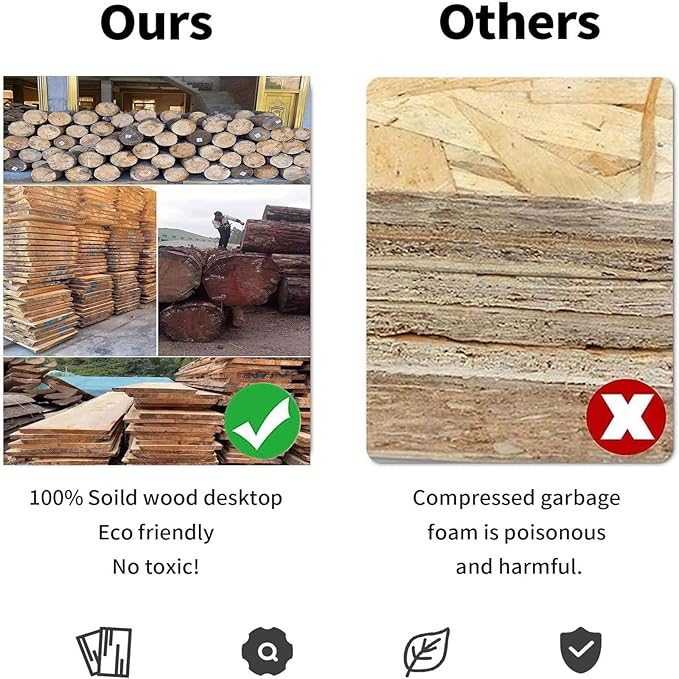 Stylish Modern Minimalist Solid Wood Dining Table with Sturdy Metal Base – Easy Assembly, Versatile Design for Dining Rooms, Living Rooms, and Offices