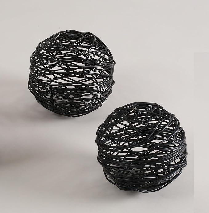 Alpha Living Home Metal Decorative Sphere Set of 3 for Home Decor Modern Decorative Balls for Living Room, Bedroom, Kitchen, Bathroom, Office - Table Decorative Orbs for Centerpiece (Black)