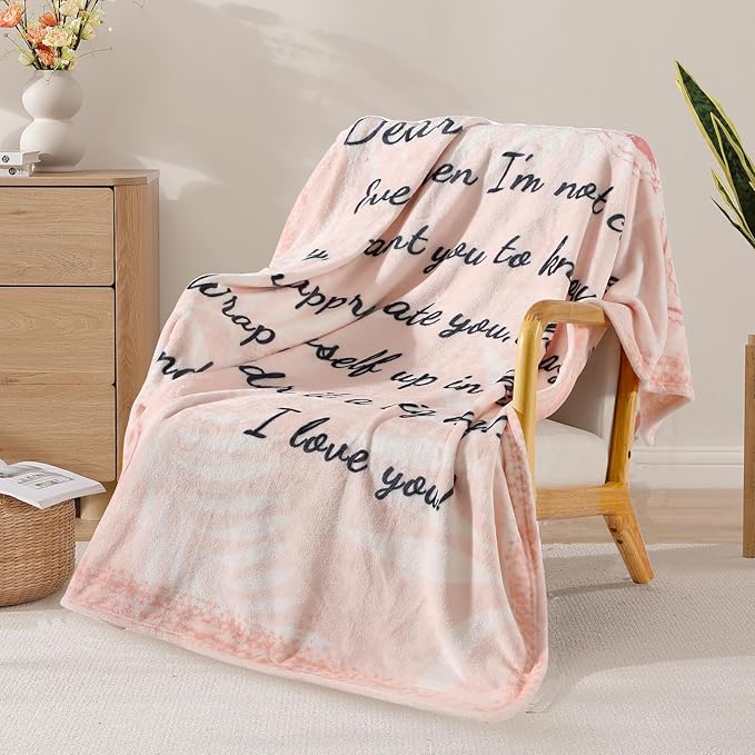 Geniospin Throw Blanket for Mom Birthday Gifts from Daughter Son, Dear Mom Blanket for Christmas, Super Soft Flannel Throw Blanket for Couch Bed Sofa, Warm and Cozy