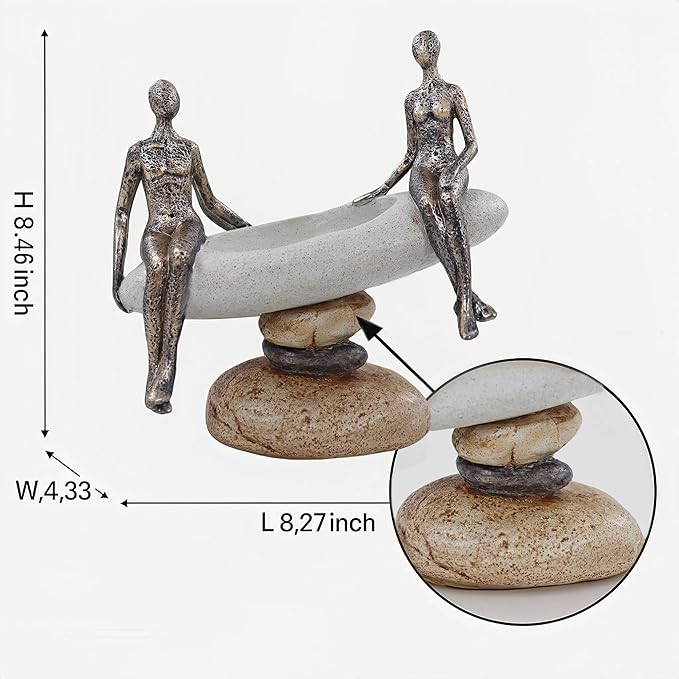 Modern Abstract Couple Sculpture – Romantic for Her or Him, Minimalist Wedding or Engagement Present, Elegant Figurine Decor for Bedroom, Shelf or Office