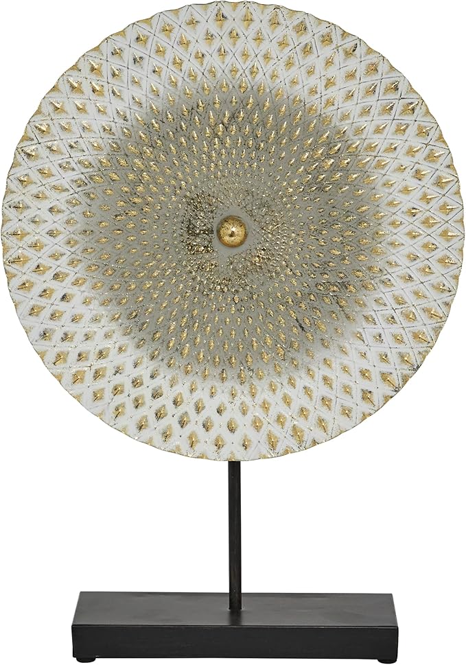 Deco 79 Metal Geometric Decorative Sculpture Home Decor Statue with Black Base, Accent Figurine 14" x 3" x 20", Gray