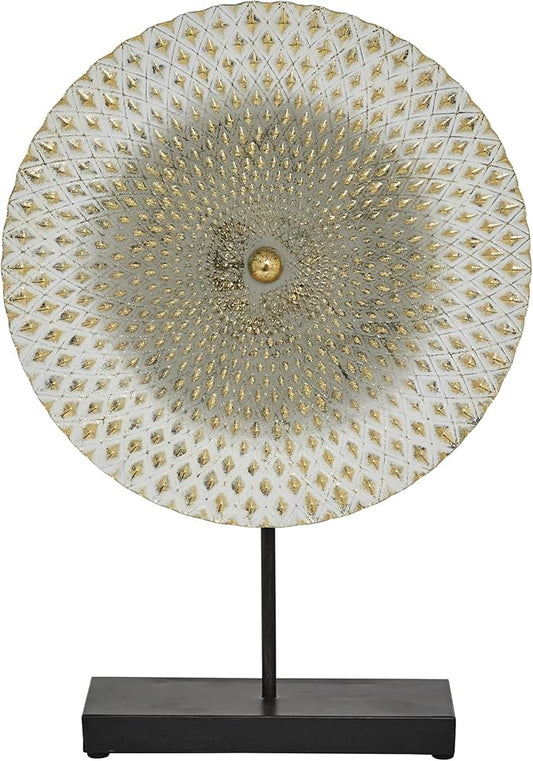 Deco 79 Metal Geometric Decorative Sculpture Home Decor Statue with Black Base, Accent Figurine 14" x 3" x 20", Gray