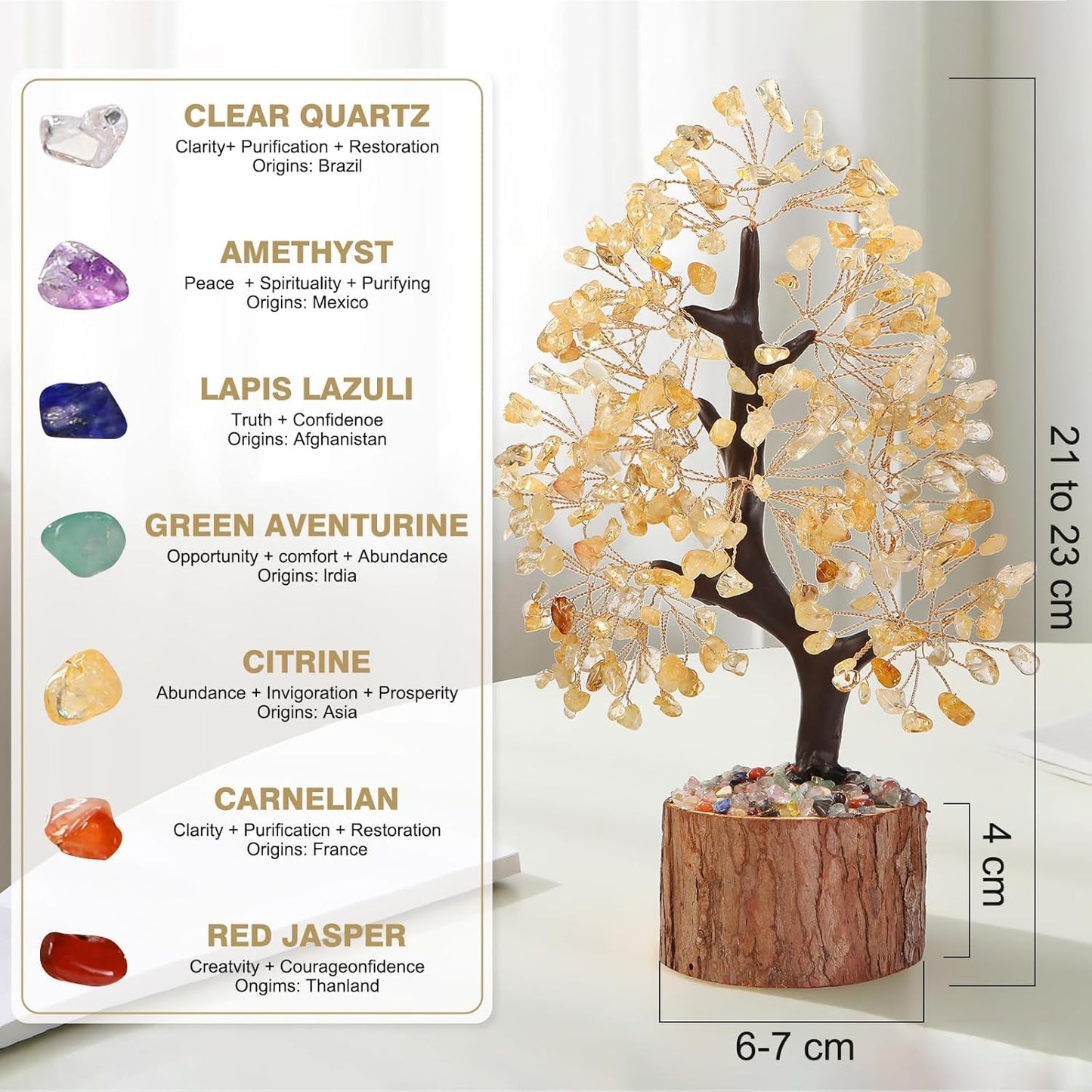 Chakra Crystal Tree of Life,Crystals and Healing Stones,Birthday Gifts for Women,Feng Shui Money Tree,Spiritual Meditation Gifts for Positive Energy,Crystal Decor