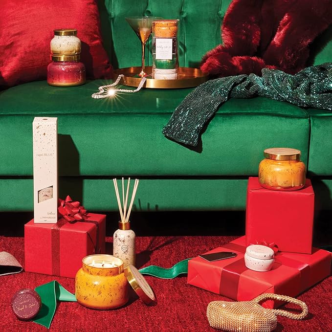 Capri Blue Glimmer Jar Candles - Luxury Holiday Scented Candles for Home - Long Lasting Soy Wax Blend - Scented Holiday & Home Decor - Pumpkin Dulce Oversized Signature Jar (28 oz)