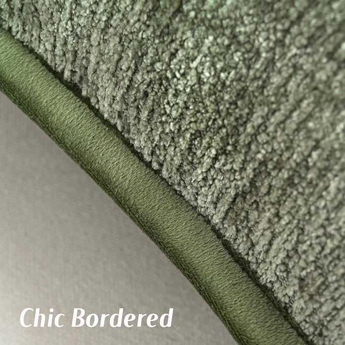 FUTEI Sage Green Chenille Throw Pillow Covers 12x20 Inch Set of 2,Soft Cozy Bound Edge Design Lumbar Pillow Cases,Home Decor for Couch Bed Living Room