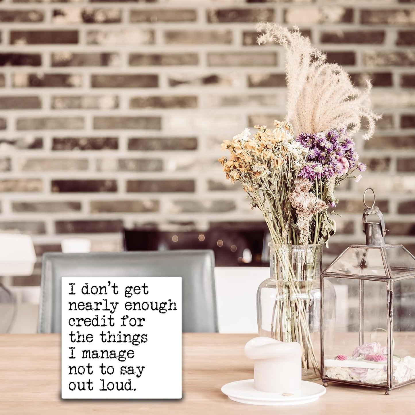 I Don't Get Nearly Enough Credit For The Things I Manage Not To Say Out Loud Wooden Block Plaque - White Tabletop Sign Decor - 5"x5" Office Home Wood Block - Funny Desk Favors & Supplies - A19