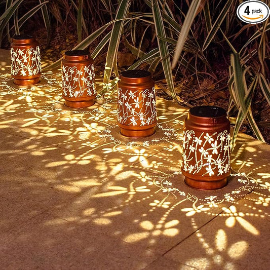 Christmas Gifts for Women, 4 Pack Dragonfly Birthday Gifts for Women Mom Grandma Solar Lanterns Outdoor Waterproof Garden Decor Hanging LED Decorative Light for Patio Yard Lawn Gardening Gifts