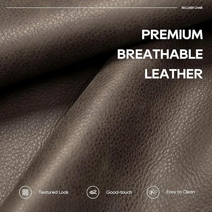 COLAMY Oversized Leather Recliner Chair, 360°Swivel Rocking Manual Recliner with Thick Cushioned Padding Backrest and Wide Seat - Lightbrown