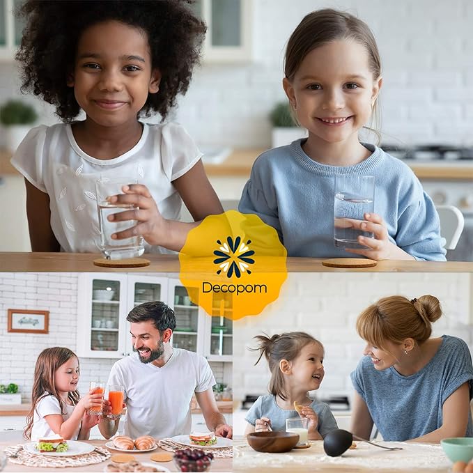 Cork Coasters for Drinks with Metal Holder - 16 Pcs Round 4 inch Drink Coaster Thick Absorbent Heat-Resistant Saucer - Used for Cold Hot Beverages Glasses Mugs Cups Plants Apartment Decor Bar Table