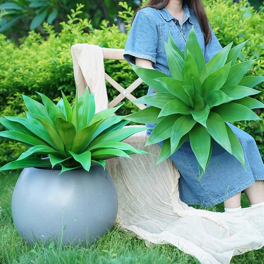 Artificial Flowers for Outdoors Artificial Agave Fake Plants Faux Agave Artificial Plants Outdoor Fake Flowers Outdoor Faux Plants Indoor Uv Resistant Artificial Plants 28''(Green 2pcs)
