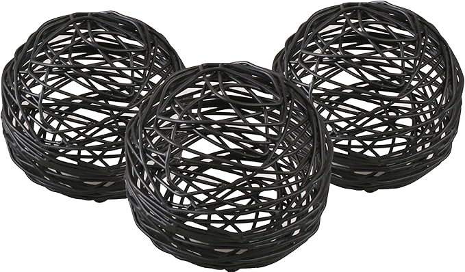 Alpha Living Home Metal Decorative Sphere Set of 3 for Home Decor Modern Decorative Balls for Living Room, Bedroom, Kitchen, Bathroom, Office - Table Decorative Orbs for Centerpiece (Black)