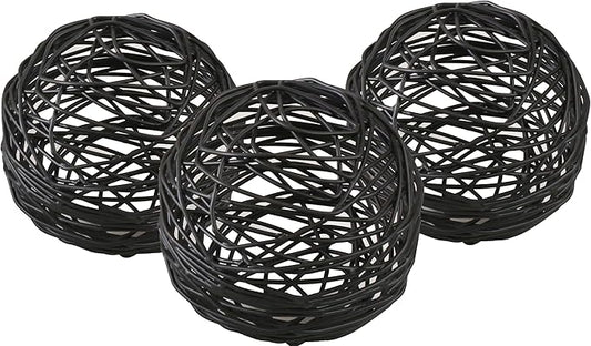 Alpha Living Home Metal Decorative Sphere Set of 3 for Home Decor Modern Decorative Balls for Living Room, Bedroom, Kitchen, Bathroom, Office - Table Decorative Orbs for Centerpiece (Black)