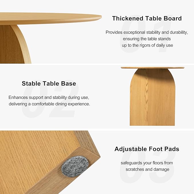 Casaphoria 67" Large Dining Table for 6, Wood Oval Living Room Table, Modern Farmhouse Kitchen Table with Scratch-Resistant Top & Wood Pedestal, Easy Assembly and Clean, Oak