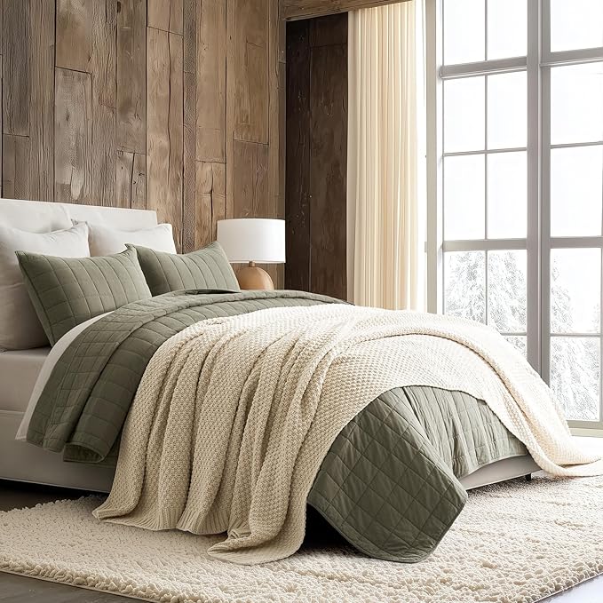 EVERGRACEHOME Chunky Chenille Knit Throw Blanket for Couch, Soft Luxurious Oversized King Moss Stitch Blanket for Bed, Large Cozy Farmhouse Knitted Throw for Sofa, Beige, 92" x 108"