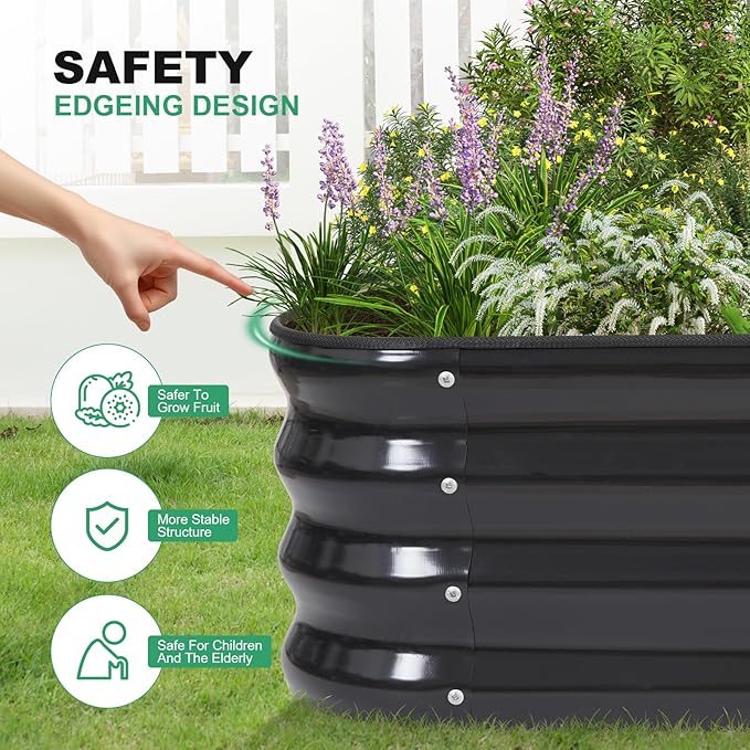 1MORE Raised Garden Bed -4X2X1 Galvanized Planter Box for Outdoor Gardening,3 in 1 Modular Raised Bed Kit with Protective Tape, Gloves for Herb, Flower，Ideal for Vegetables and Plants.Grey-1Pcak