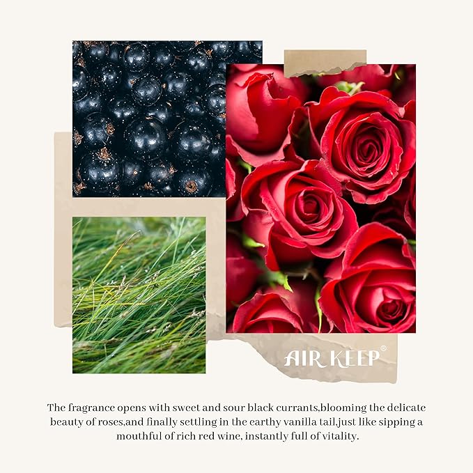 Airkeep Flower Reed Diffusers Set, 5.07 oz Blackcurrant Vetiver Scented Oil Diffuser with 8 Reed Sticks, Home Fragrance Diffuser Gift Set for Bathroom & Office Decor 150ml