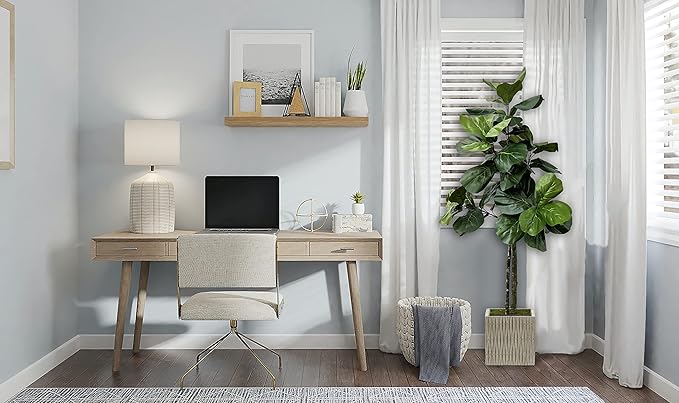 Cypress & Alabaster Handmade 5ft Fiddle Leaf Fig Ficus Lyrata Artificial Tree with Ethically Sourced Real Wood Trunks, Hypoallergenic, 5-Foot, Green