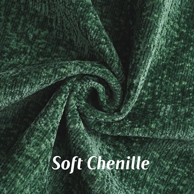 FUTEI Dark Green Chenille Throw Pillow Covers 24x24 Inch Set of 2,Soft Cozy Bound Edge Design European Cushion Cover,Home Decor for Couch Bed Living Room