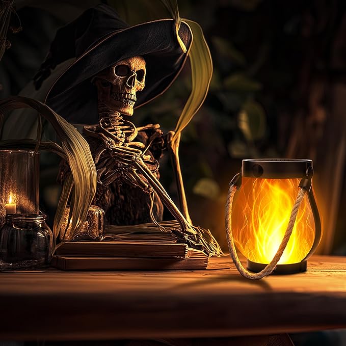 Solar Flame Lantern Hanging Outdoor Waterproof Purple - 2 Pack Flame Lanterns with Dual Charging Modes of Solar & USB for Garden or Yard Decorations (Warm White - 1 Pack)