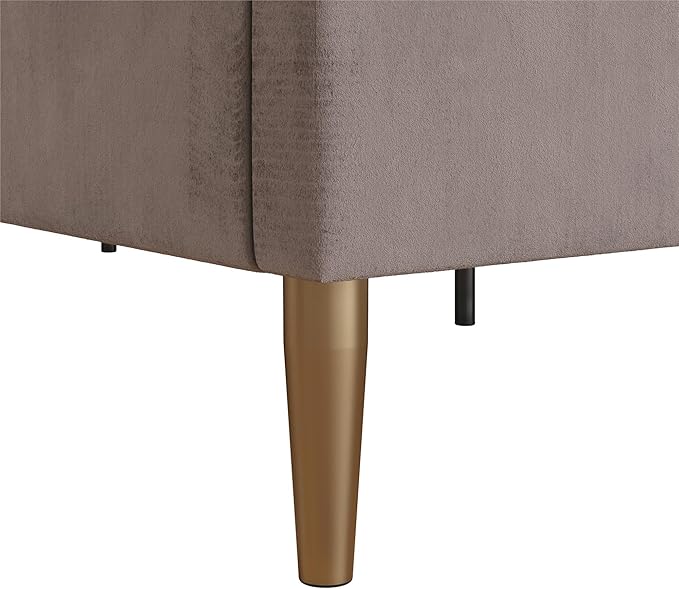 Mr. Kate Daphne Upholstered King Bed Frame with Headboard, Modern Platform Velvet King Bed Frame, Blush Velvet