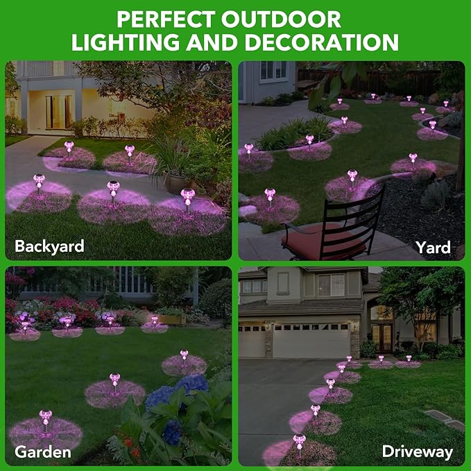 Solar Lights Outdoor, 8 Pack Mushroom Lights Outside Waterproof, Solar Powered LED Lighting for Garden, Yard, Landscape, Path, Pathway, Lawn, Walkway, Driveway, Backyard Halloween Decor (Purple)