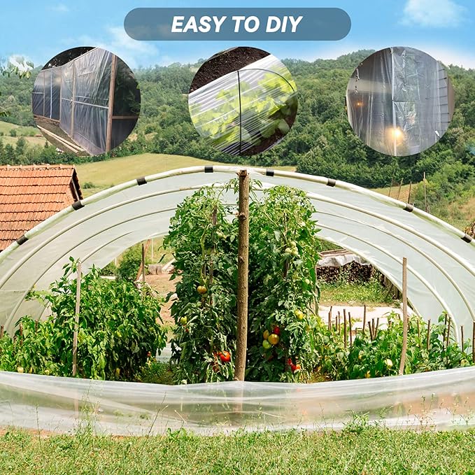 12' x 25' Greenhouse Plastic Film Sheeting Cover 6 Mil Thickness, Clear Greenhouse Cover Polyethylene Plastic UV Resistant Anti-drip, Anti-Fog for Farms, Agriculture, Garden, Farm Plastic Cover
