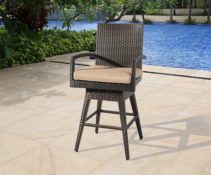 Ulax Furniture Outdoor Wicker Bar Height Stools