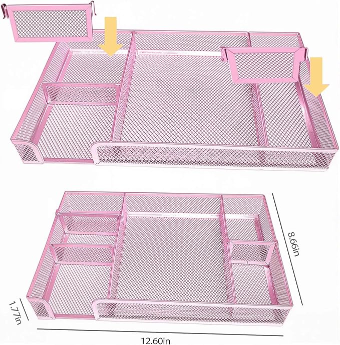 Pink Office Desk Accessories, Pink Office Supplies Set, Desk Drawer Organizer,Stapler and Tape Dispenser Set,Tape,Staple Remover, Staples, Paper Clips, Scissor and Sticky Note
