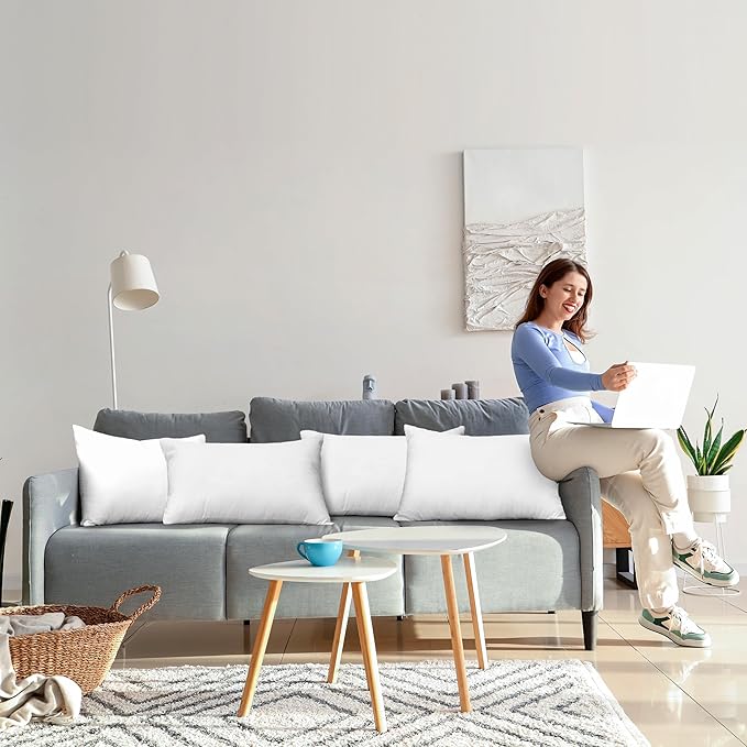 Utopia Bedding Throw Pillows (Set of 4, White), 12 x 24 Inches Pillows for Sofa, Bed and Couch Decorative Stuffer Pillow