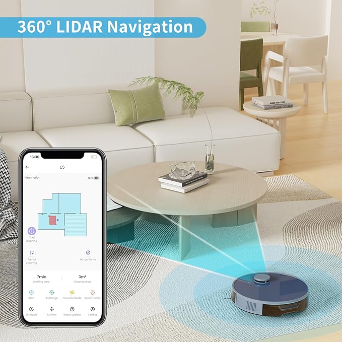 OKP Life Robot Vacuum and Mop Combo, LiDAR Navigation, 4000Pa Suction, No-Go Zone, 200Mins Runtime, Smart Mapping Robotic Vacuum, Wi-Fi/App/Alexa Control, Ideal for Pet Hair, Hard Floor and Carpet